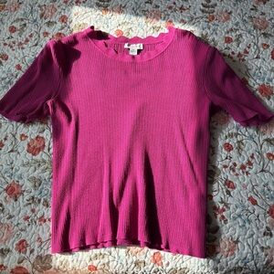 Vibrant Fuchsia Short Sleeve Sweater Top